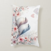 Romantic Love Birds Cherry Blossom Branch アクセントクッション (裏面(縦))