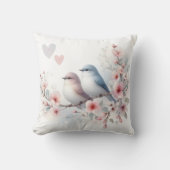 Romantic Love Birds Cherry Blossom Branch クッション (正面)