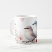 Romantic Love Birds Cherry Blossom Branch コーヒーマグカップ (正面左)