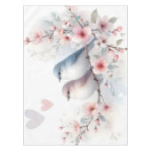 Romantic Love Birds Cherry Blossom Branch テーブルクロス (正面)