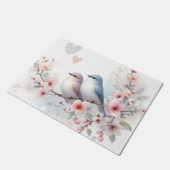 Romantic Love Birds Cherry Blossom Branch ドアマット (アングル)