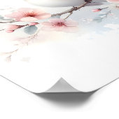 Romantic Love Birds Cherry Blossom Branch ポスター (角)