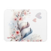 Romantic Love Birds Cherry Blossom Branch マグネット (横)