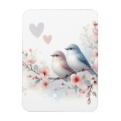 Romantic Love Birds Cherry Blossom Branch マグネット (縦)