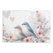 Romantic Love Birds Cherry Blossom Branch 枕カバー (裏面)