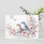 Romantic Love Birds Cherry Blossom Branch 案内状 (スタンド正面)