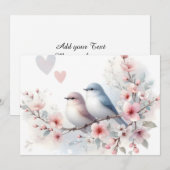 Romantic Love Birds Cherry Blossom Branch 案内状 (正面/裏面)