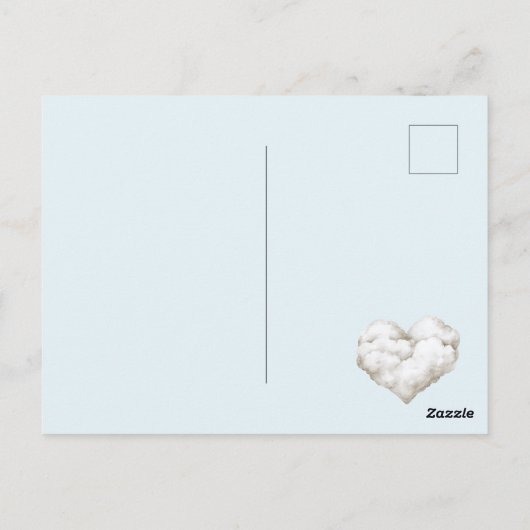 Romantic Love Birds Cloud Heart ポストカード (裏面)