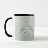 Romantic Love Birds Watercolor Combo Mug - Soft Bl マグカップ (左)