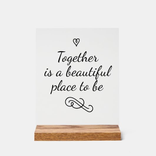 Romantic Love Calligraphy Togetherness Wedding アクリルサイン (正面)