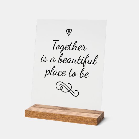 Romantic Love Calligraphy Togetherness Wedding アクリルサイン (傾斜)