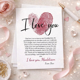 Romantic Love Card パーソナライズされた with thumbprint ❤️ 招待状