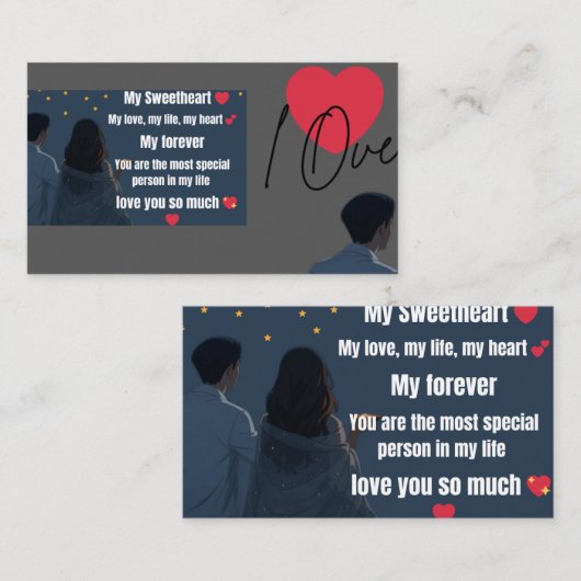 Romantic Love Card for Sweetheart | Cute Couple Lo 名刺 (正面/裏面)
