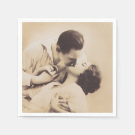 Romantic Love Couple Kissing vintage illustration スタンダードカクテルナプキン