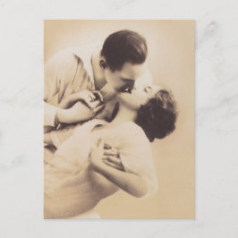 Romantic Love Couple Kissing vintage illustration ポストカード