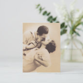 Romantic Love Couple Kissing vintage illustration ポストカード (スタンド正面)