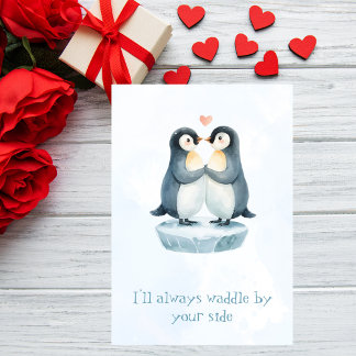 Romantic Love Cute Penguin Valentine’s Day Card シーズンカード