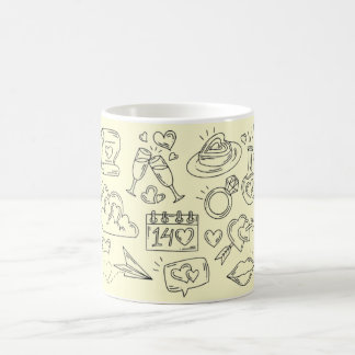 Romantic Love Doodle Illustration Coffee Mug モーフィングマグカップ