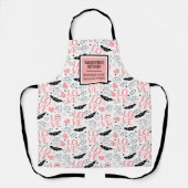Romantic Love Gift Pink Black Heart Sketch Apron エプロン (正面)