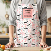 Romantic Love Gift Pink Black Heart Sketch Apron エプロン