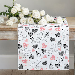 Romantic Love Gift Pink Black Heart Table Runner ロングテーブルランナー