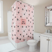 Romantic Love Gift Shower Curtain Pink Black Heart シャワーカーテン (インサイチュ)