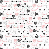 Romantic Love Gift Tablecloth Pink Black Hearts テーブルクロス