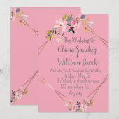 Romantic Love Magical Pink Wedding  招待状 (正面/裏面)