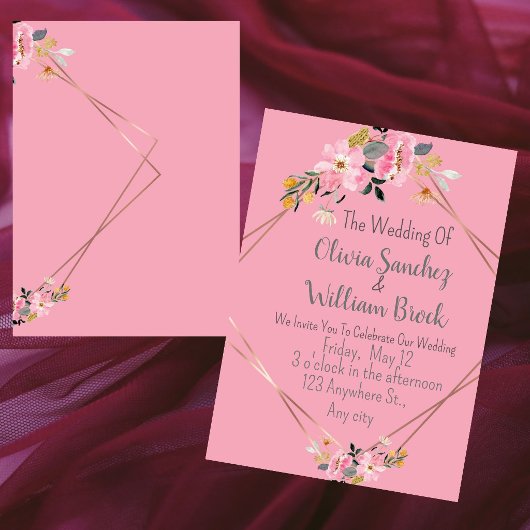 Romantic Love Magical Pink Wedding  招待状