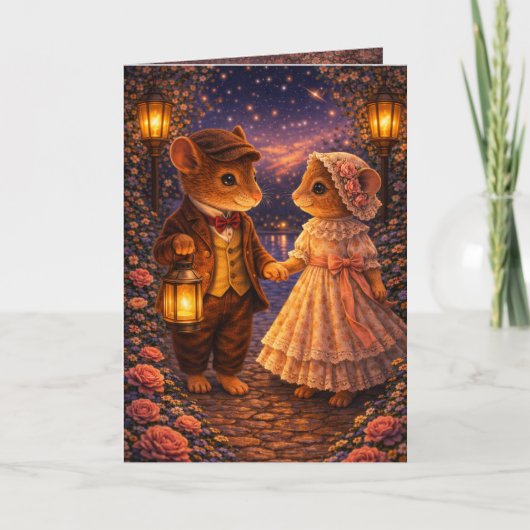Romantic Love Mouse Couple Greeting Card カード (正面)