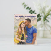 Romantic Love Paris Man Woman Watercolor Postcard ポストカード (スタンド正面)