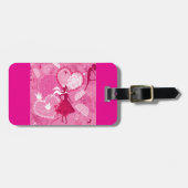 Romantic Love Silhouette Pattern Pink Hearts ラゲッジタグ (正面横)