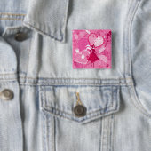 Romantic Love Silhouette Pattern Pink Hearts 缶バッジ (インサイチュ)