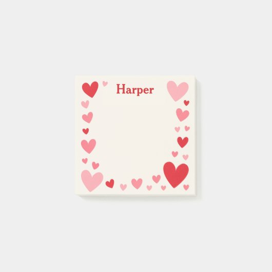 Romantic Love Sticky Notes with Personalized Name ポストイット (正面)