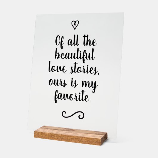 Romantic Love Story Calligraphy Wedding アクリルサイン (傾斜)