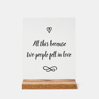 Romantic Love Story Wedding Calligraphy Keepsake アクリルサイン