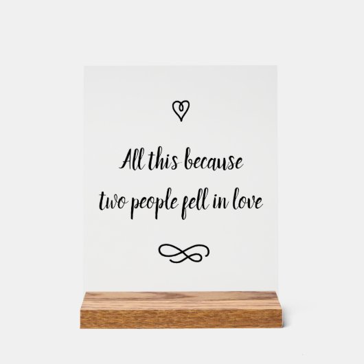 Romantic Love Story Wedding Calligraphy Keepsake アクリルサイン (正面)