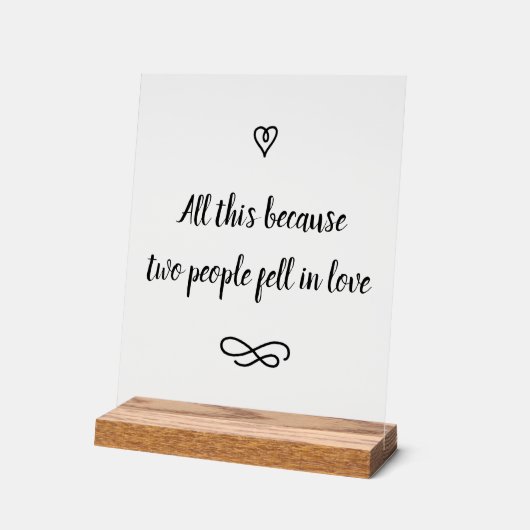 Romantic Love Story Wedding Calligraphy Keepsake アクリルサイン (傾斜)