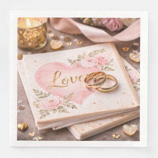 Romantic Love Wedding Theme Paper Towel Floral 