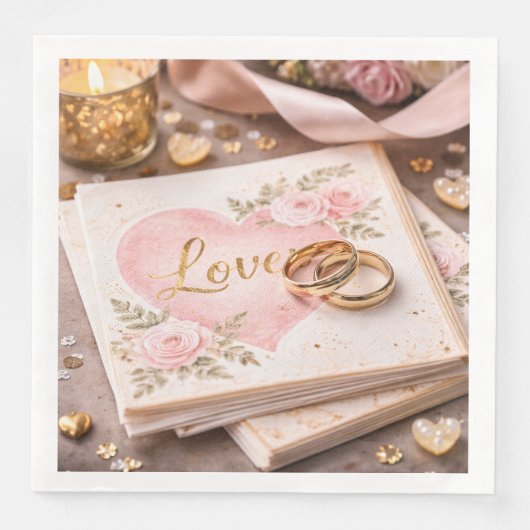 Romantic Love Wedding Theme Paper Towel Floral  (正面)