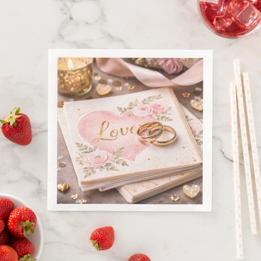 Romantic Love Wedding Theme Paper Towel Floral  (インサイチュ)