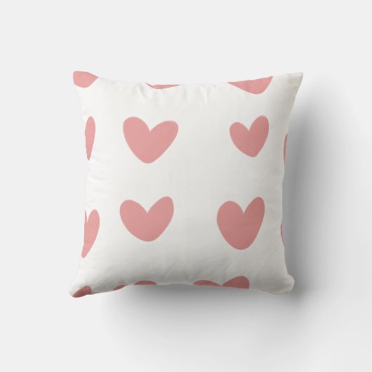 Romantic "Love You" Pink Hearts Gingham Pattern Th クッション (裏面)