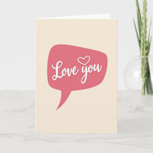 Romantic Love You Script Heart Card カード (正面)