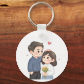 Romantic Lovers Keychain – Cute Couple Love Gift キーホルダー (正面)