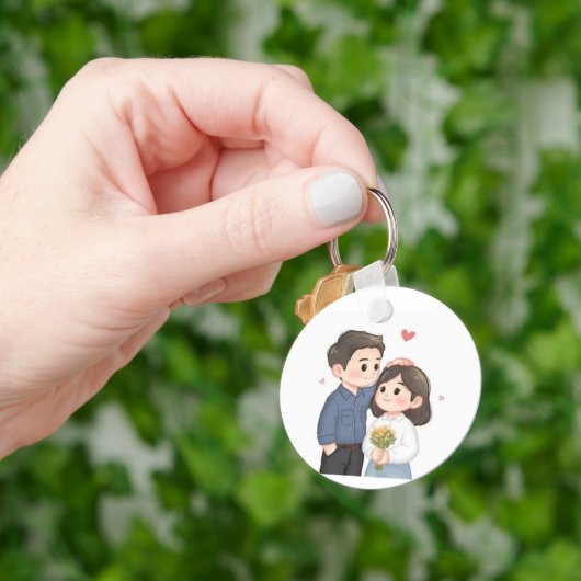 Romantic Lovers Keychain – Cute Couple Love Gift キーホルダー (手)