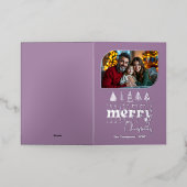 Romantic Luxe Hand Drawn Merry Christmas Photo 箔シーズンカード (外側レイダウン)