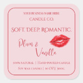 Romantic Luxury Love Design - Velvet Kiss Candle  スクエアシール (正面)