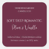 Romantic Luxury Love Design - Velvet Kiss Candle  スクエアシール (正面)