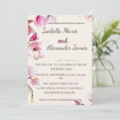Romantic Magnolia Floral Burgundy Wedding Invitati 招待状 (スタンド正面)
