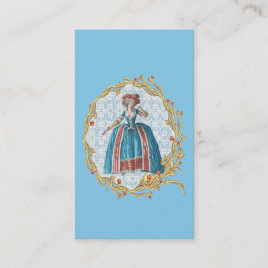 Romantic Marie Antoinette business card Blue 名刺 (正面)
